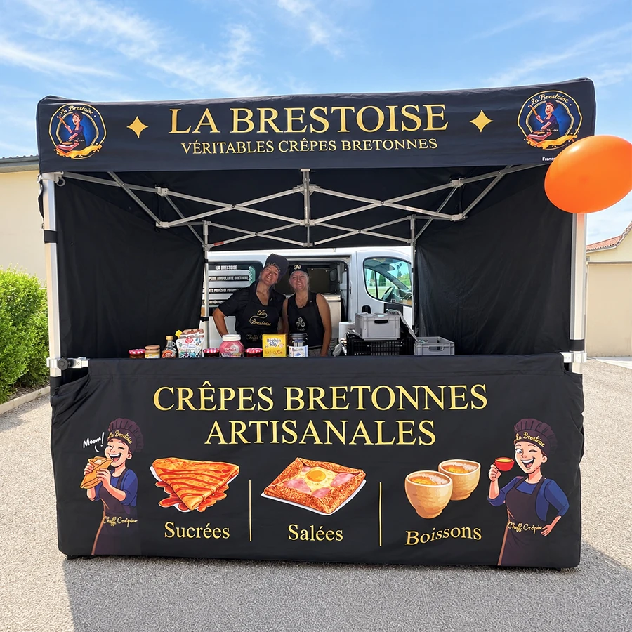 Barnum personnalisé Alu Pro 45 Luxe de la crêperie ambulante lors d'un événement
