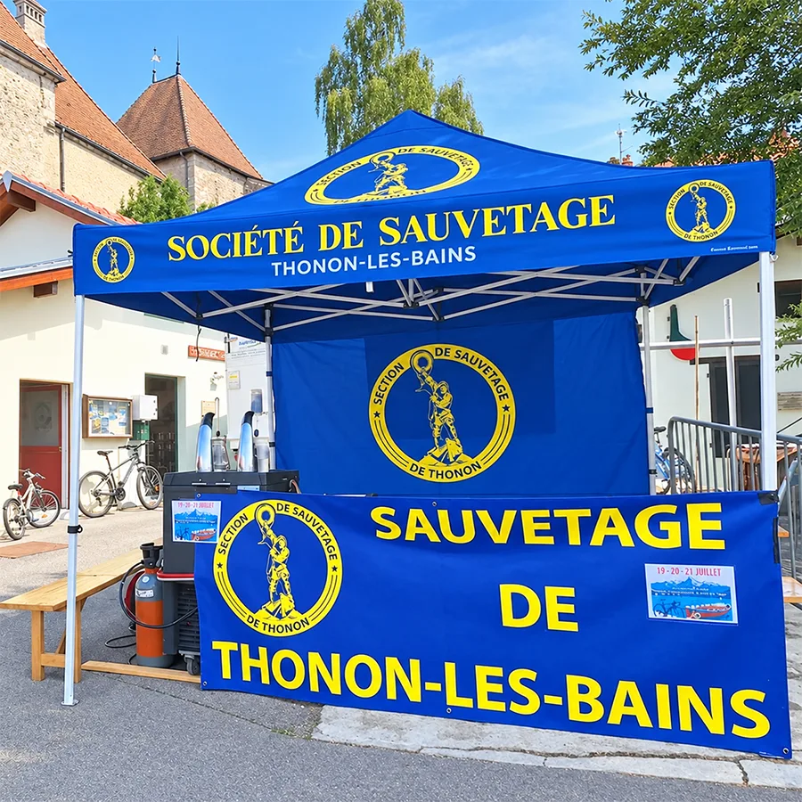 Barnum personnalisé de la Société de Sauvetage de Thonon-les-Bains : banderole personnalisée