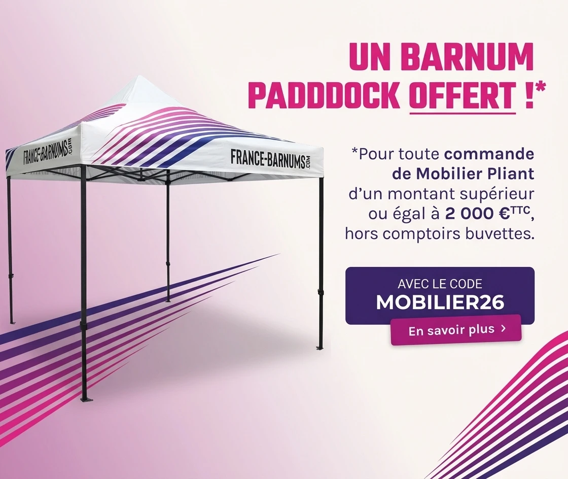 Barnum pliant Paddock 3x3 m coloris Purple offert pour toute commande de mobilier pliant dès 2 000 € TTC