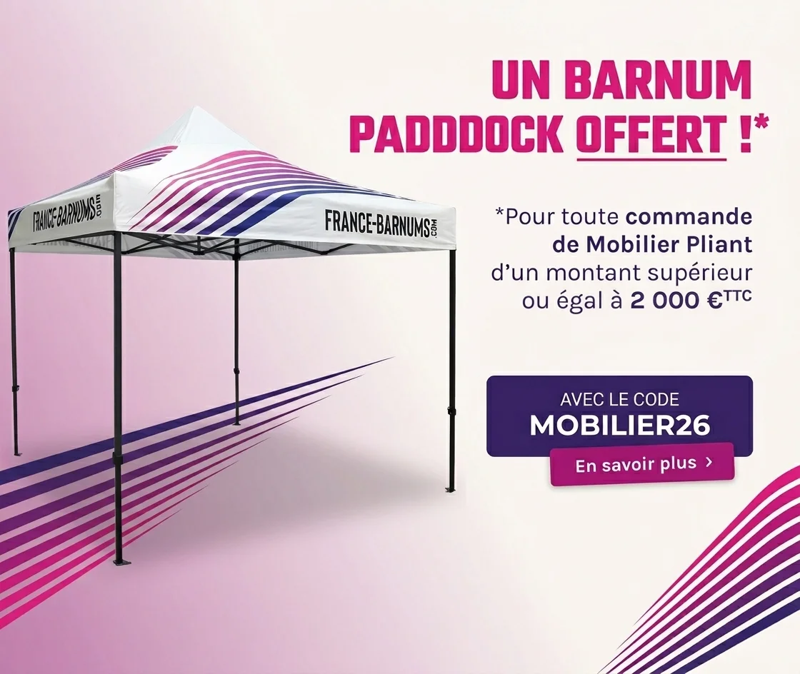 Barnum pliant Paddock 3x3 m coloris Purple offert pour toute commande de mobilier pliant dès 2 000 € TTC