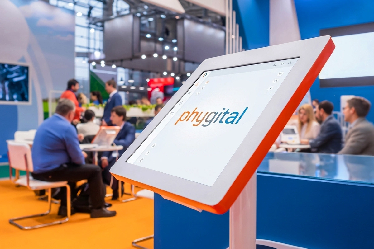Stand professionnel lors d'un salon : mise en place du phygital avec tablette afin d'améliorer le parcours client