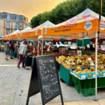 Utilisation d'un barnum sur un marché primeur